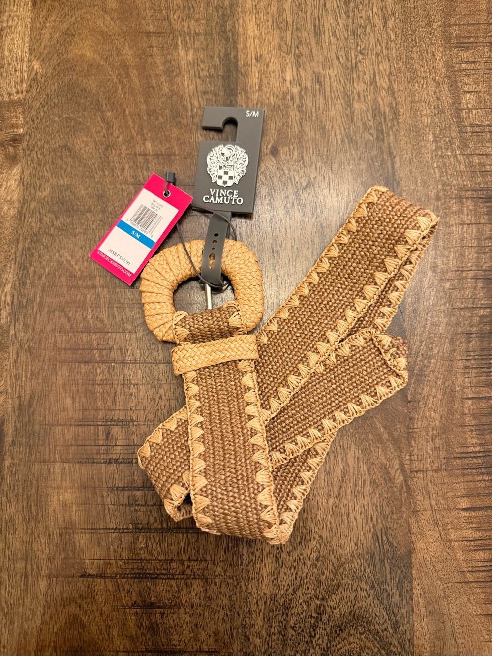 Vince Camuto Woven Raffia Belt in Natural